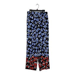 Ann Taylor black blue red floral side zipper pants size 00P